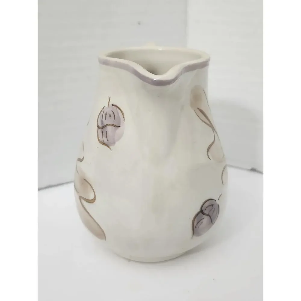 Vintage 2001 April Cornell Ceramic Mini Pitcher Autumn Oak Leaves Acorns Creamer
